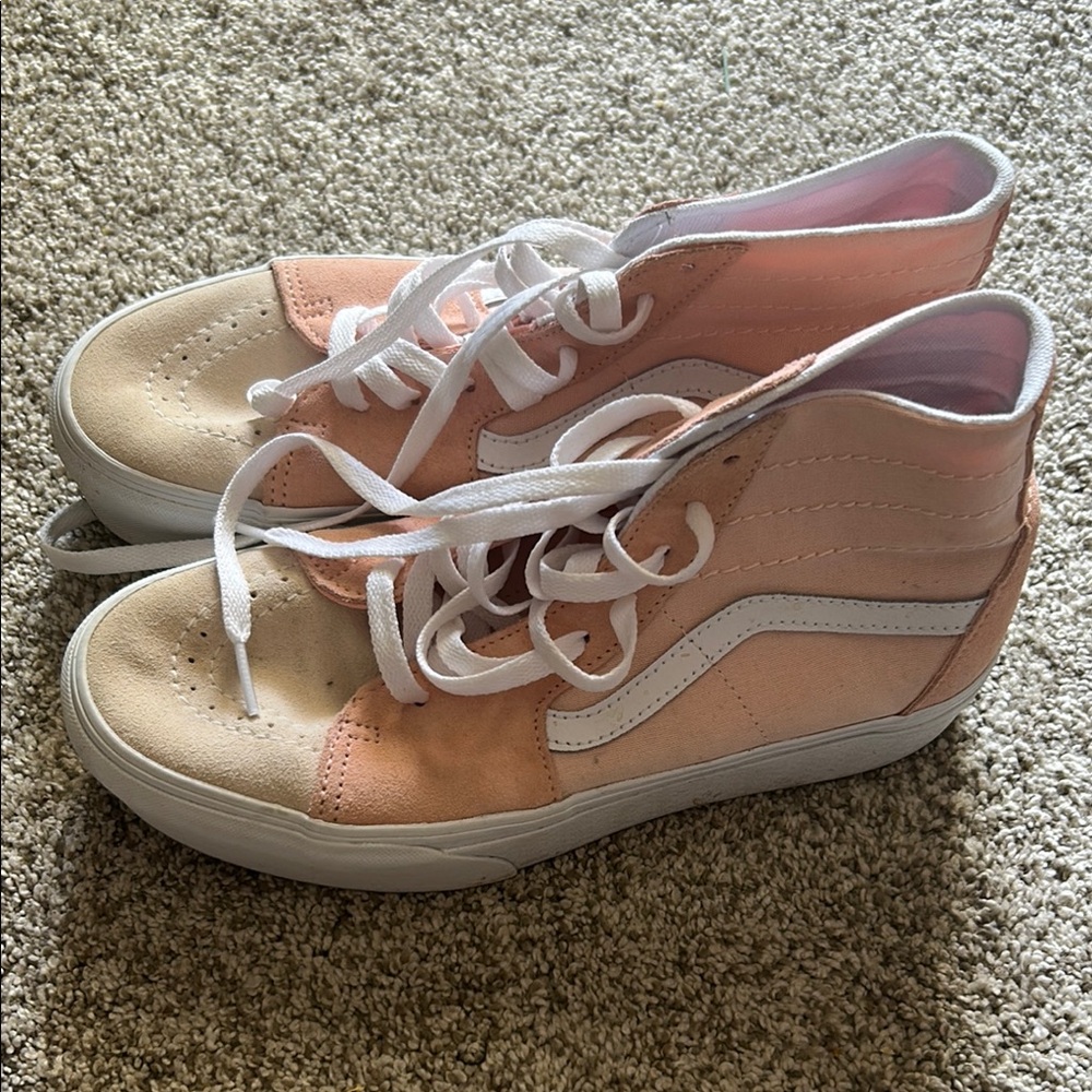 Vans High-Top Sneakers in Peach and Beige